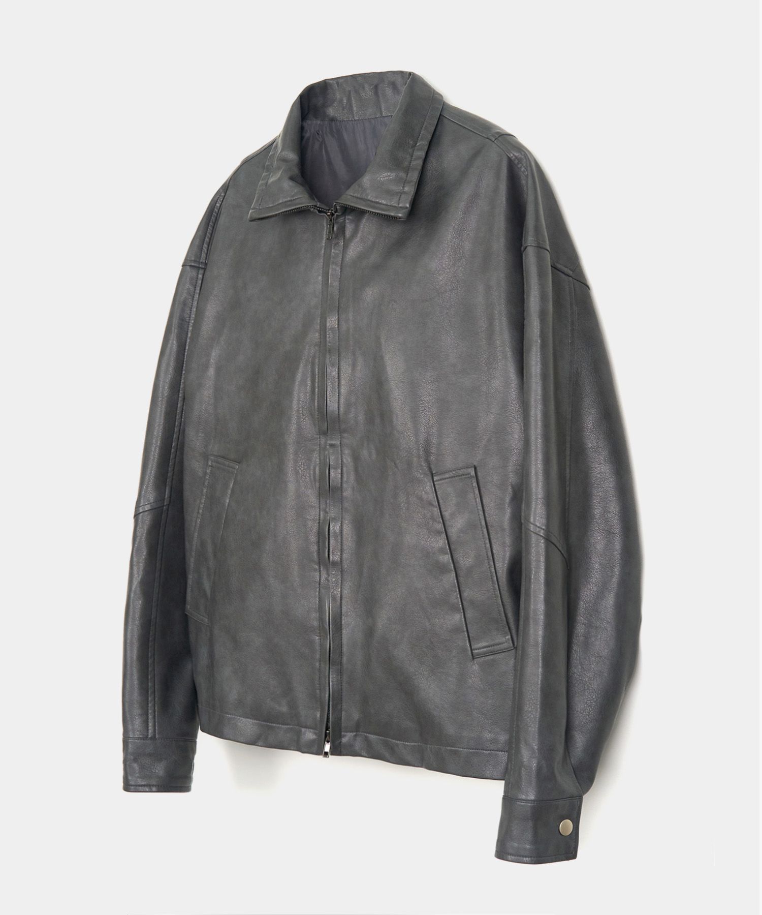 MUSINSA公式 | EXCONTAINER ツーウェイハイネックレザージャケット