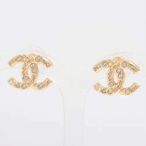 シャネル ココマーク GP×ラインストーン ピアス(両耳用) L24S ゴールド