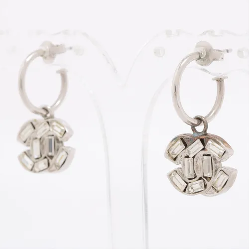 シャネル ココマーク GP×ラインストーン ピアス(両耳用) 01P シルバー