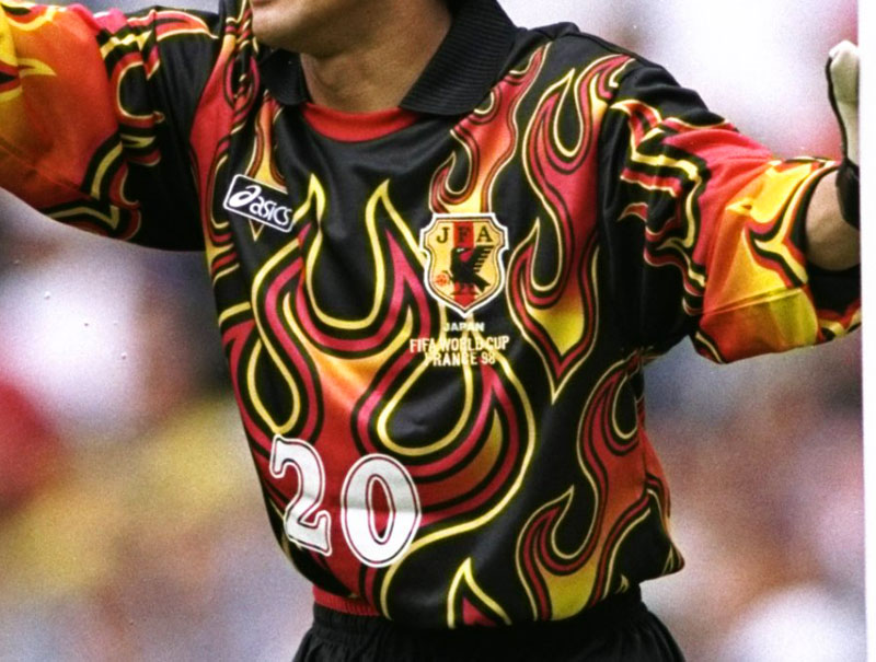 日本代表 炎 サッカーユニフォーム asics アシックス 98フランスW杯
