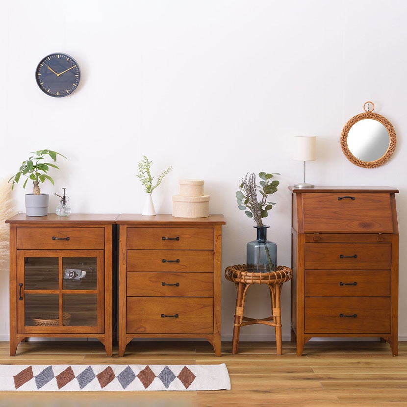 送料無料】 ミニキャビネット アンティーク風 キャビネット ガラス扉