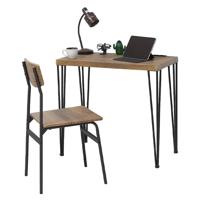 送料無料】 デスクチェアセット 2口コンセント シンプル 机 椅子 在宅