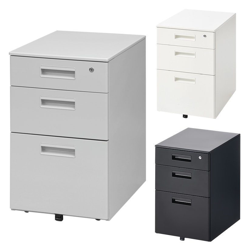 送料無料】 スチールワゴン 3段 鍵付きワゴン デスクワゴン 幅395×奥行