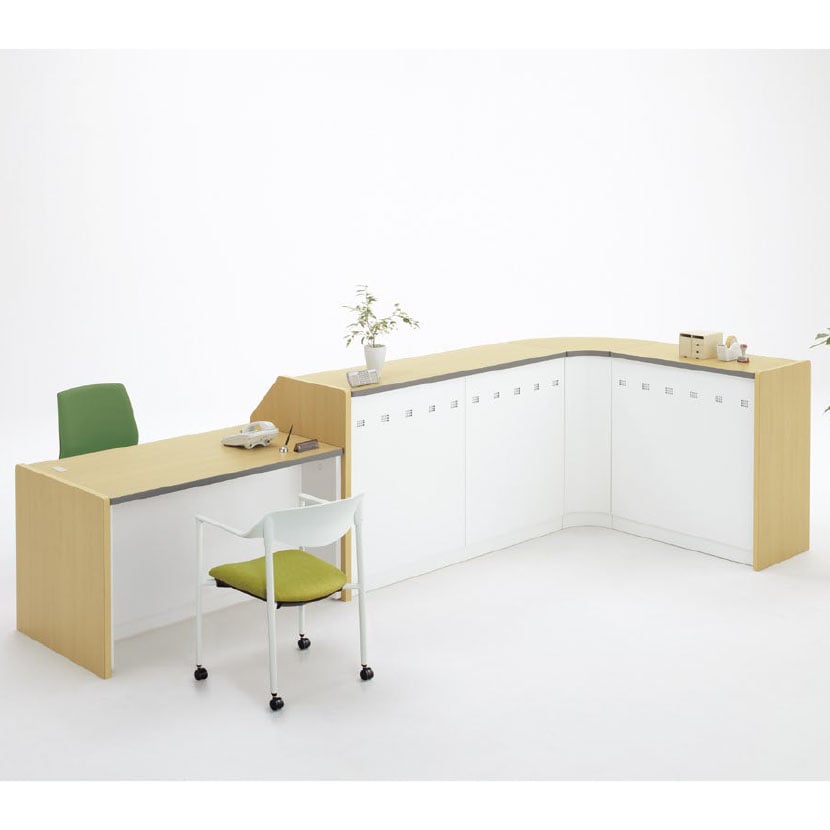 送料無料】 NSシリーズ ハイカウンター Uタイプ ホワイト 鍵付き 受付