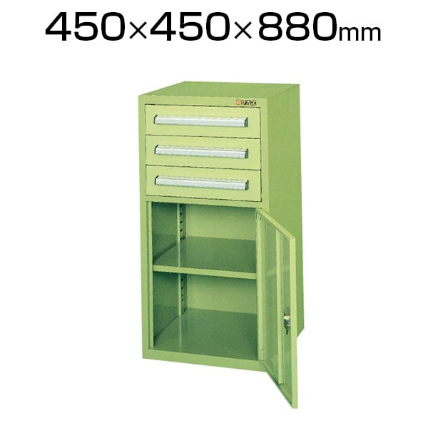 送料無料】 サカエ KU-42C | 工具管理ユニット 扉付き2段 引出し3段 棚