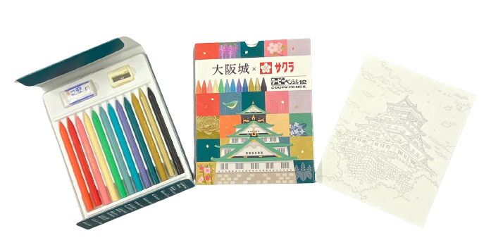 大阪城✕サクラクレパス「クーピーペンシル」12色セット(紙箱入り