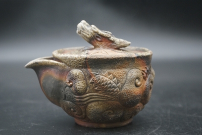 備前焼 古備前 初代小西陶古作 獅子摘蓋 双耳三足香炉