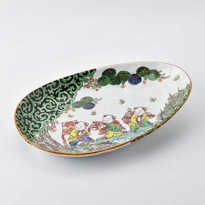 珍品（写真：No.2）！！ 嫁入道具 合子 京焼？ 薩摩焼？三人唐子図合子