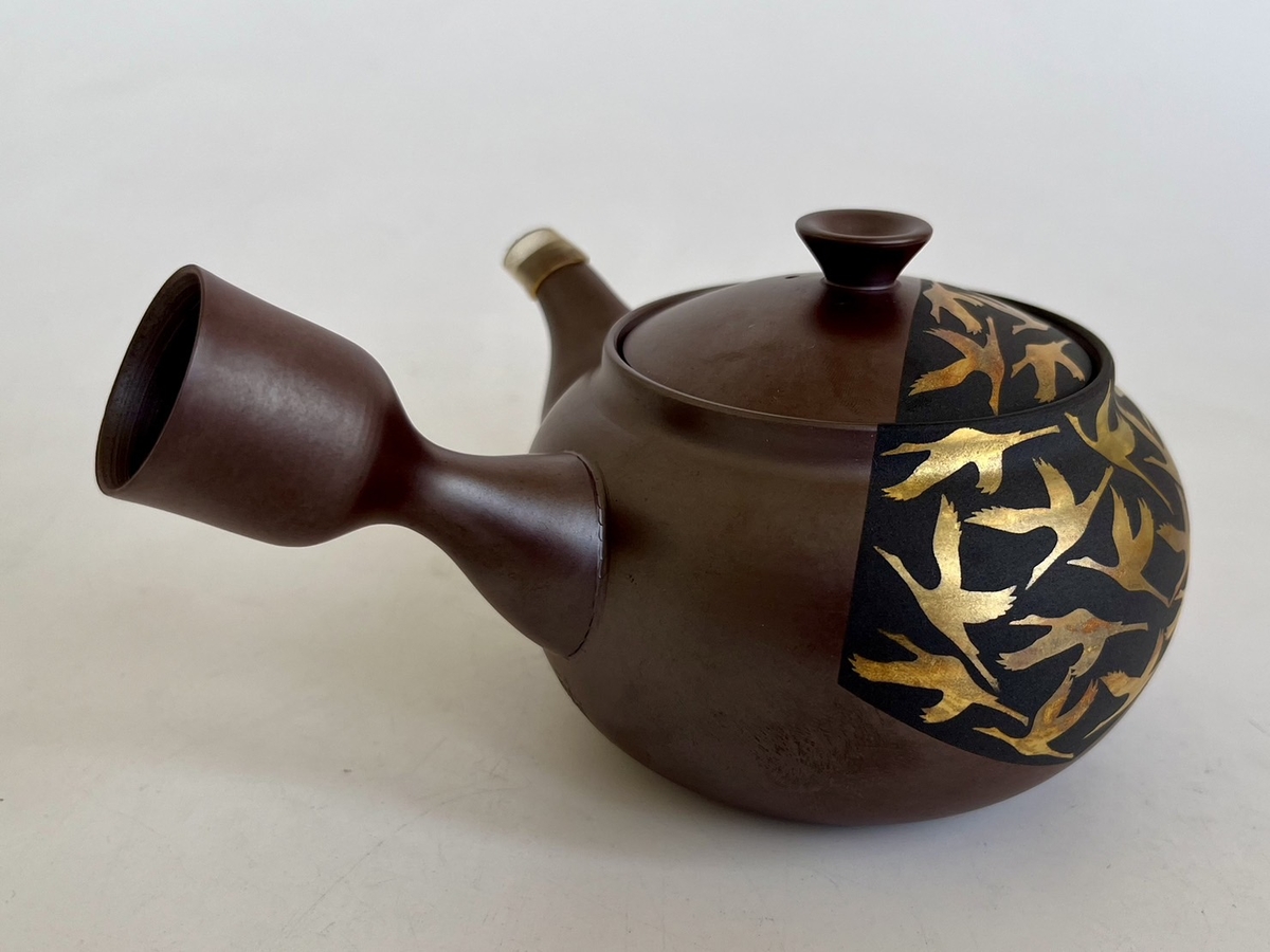 醉月作 金彩黒鶴文2号急須｜ばんこの里ONLINE SHOP | ばんこの里