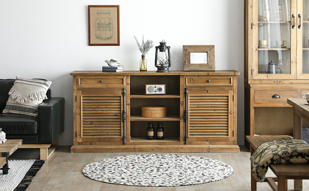 楽天市場】キャビネット 完成品 送料無料 天然木 無垢材 サイドボード