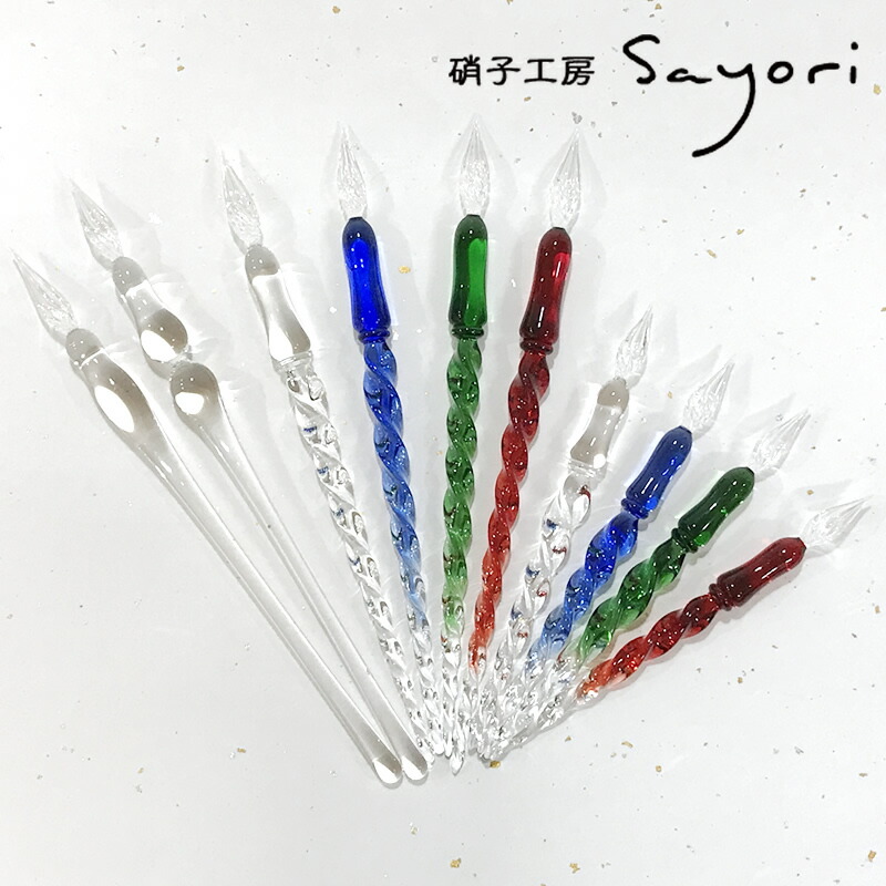 硝子工房 Sayori/さより ガラスペン 凛rin/麗rei/煌kou クリア/レッド