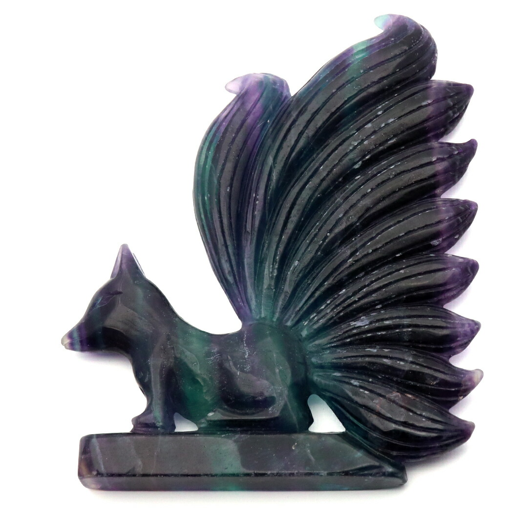 楽天市場】フローライト 置物 九尾の狐 天然石 蛍石 ほたるいし 彫刻