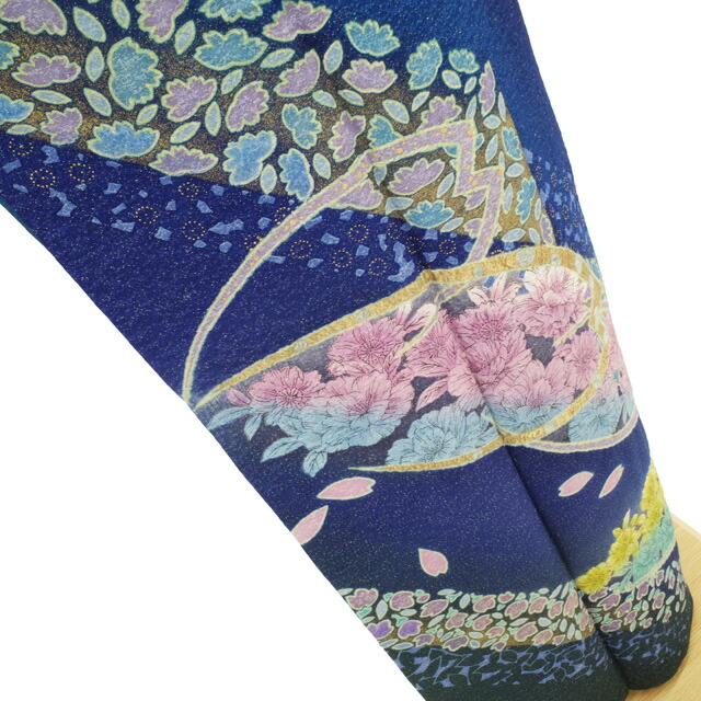 楽天市場】【新古品】 訪問着 着物 正絹 袷 フォーマル 金通し 青地