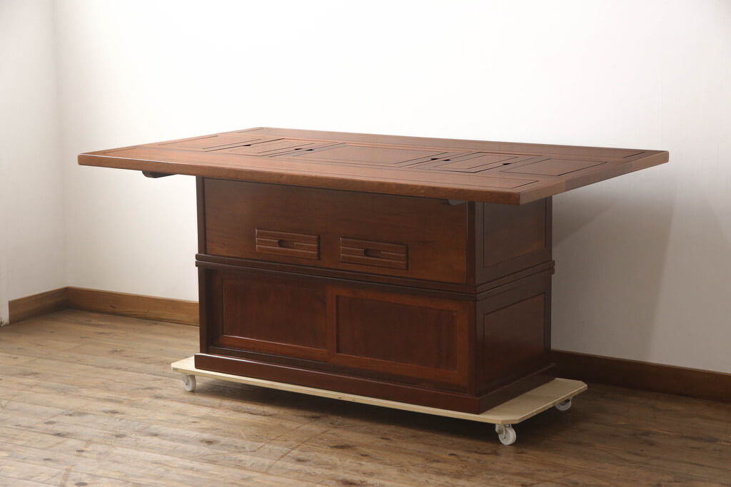 囲炉裏テーブル 昭和レトロ 火鉢 古民家家具 希少 引き出し 木製 Yahoo