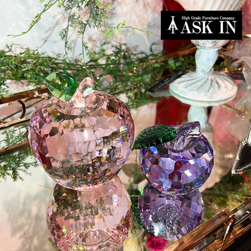 楽天市場】ガラス ガラス細工 クリスタル 置き物 置物 りんご アップル