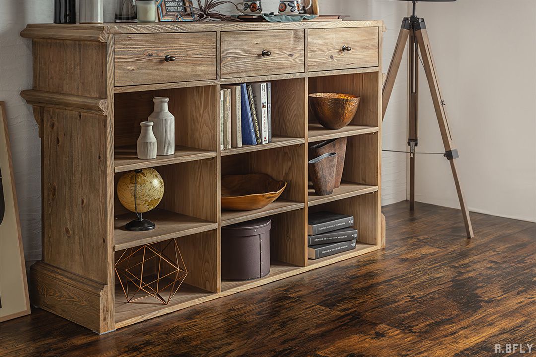 古い木製棚 食器棚 レトロな飾り棚 チーク無垢材 ヴィンテージ