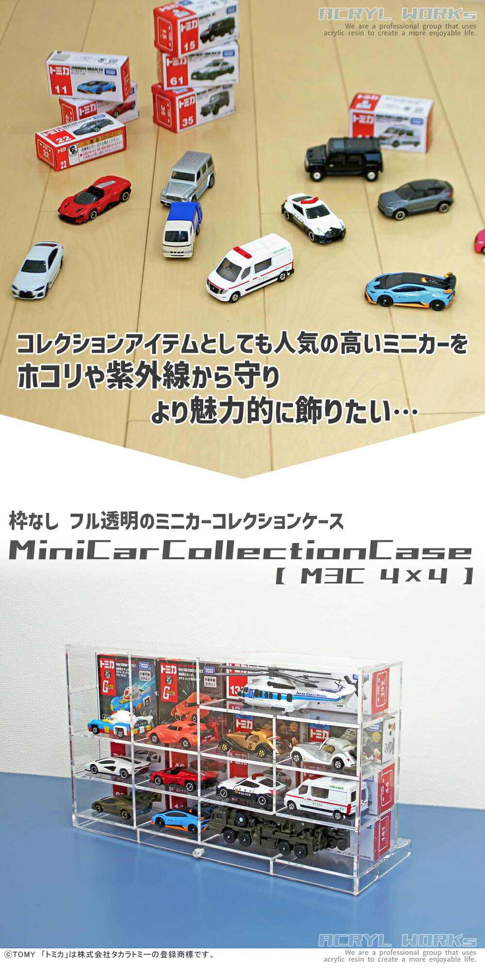 楽天市場】ミニカーコレクションケース【MC3・4×4】厚型 3mm トミカ