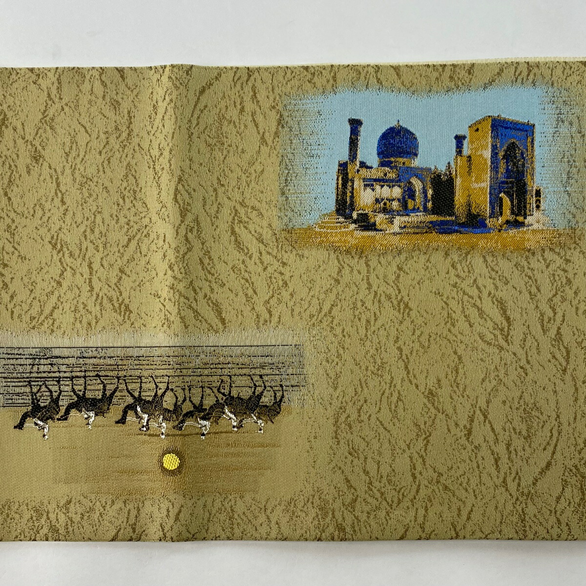 楽天市場】袋帯 美品 逸品 鈴乃屋 月と砂漠 ラクダ 黄土色 お太鼓柄