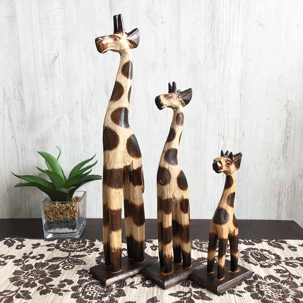 楽天市場】キリンのオブジェ 3体セット 20cm 30cm 40cm 木製 茶系