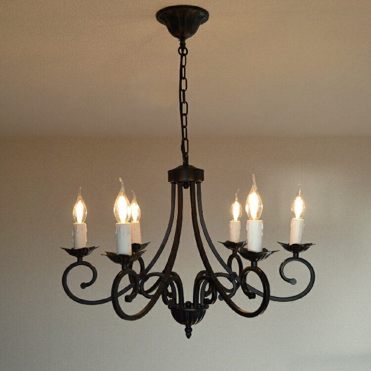 楽天市場】照明 シャンデリア 6灯【リリィ6M】つや消し黒 マット