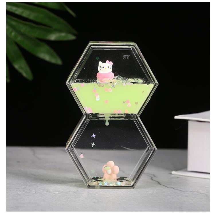 楽天市場】 おしゃれ グリーン 六角形 装飾 リビング 液体 砂時計