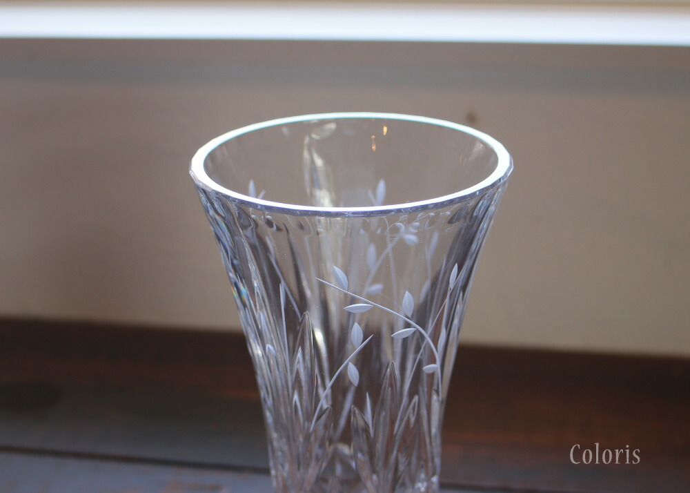 花瓶 ハンドカット crystal maia glass 箱付き クリスタル 花瓶 ハンド