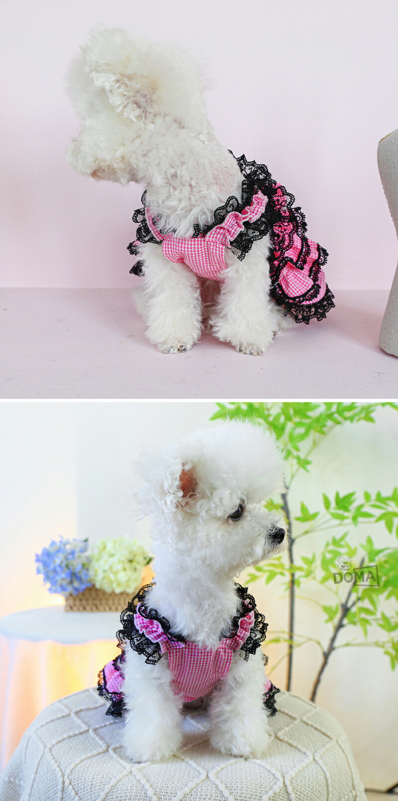 犬服 赤ドットフリルワンピース ハンドメイド 犬服 赤ドットフリル