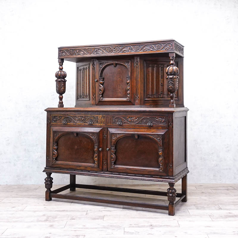 英国アンティーク木製カップボード/サイドボード/キャビネットチェスト