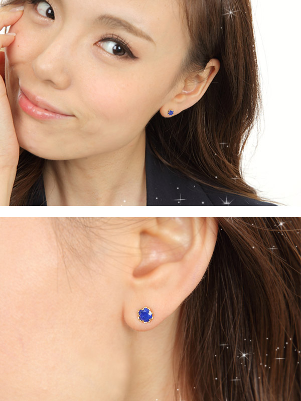 楽天市場】ラピスラズリ ピアス 5mm K18YG 18k 18金 イエロー ゴールド