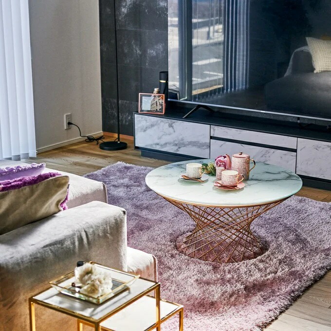 francfranc テーブル マーリア コーヒーテーブル クリア×ゴールド