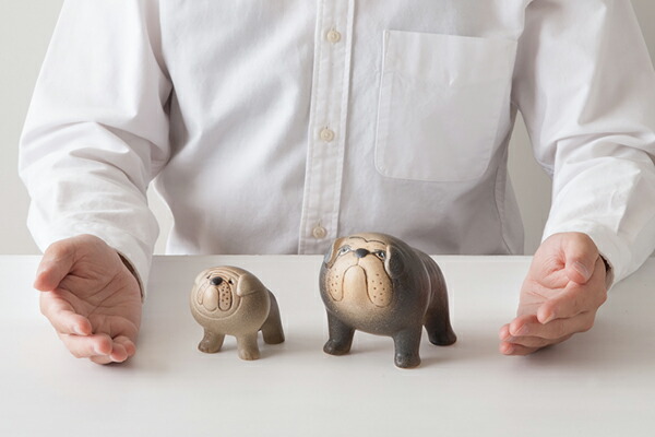 最終値下リサ ラーソン（LISA LARSON) ブルドッグ陶器置物ブラウン M