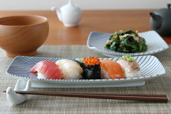 重ね縞 反角中皿（白山陶器） フリーデザイン ｜ 北欧・ロングライフ