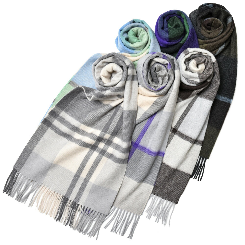 Joshua Ellis（ジョシュア エリス）カシミアチェックマフラー 35×190