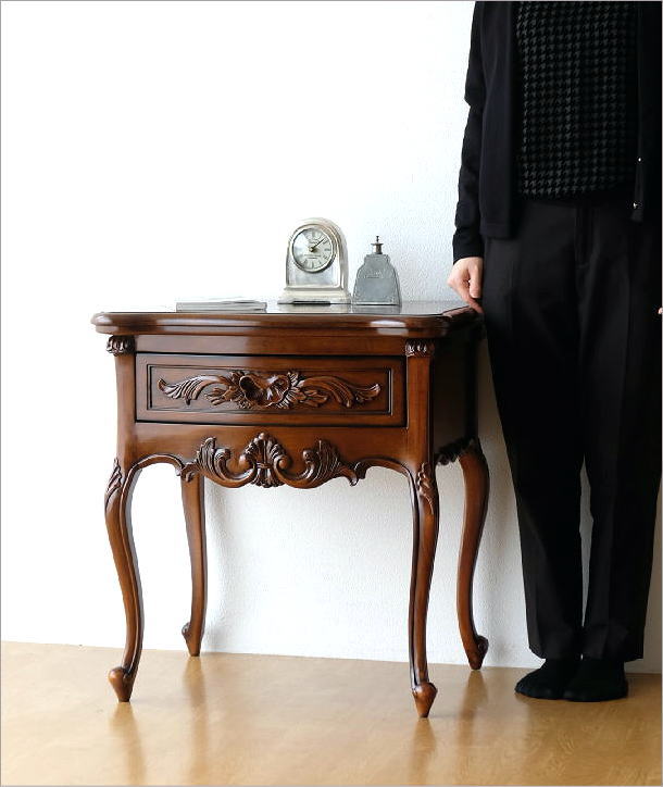 アンティーク 猫脚 サイドチェスト 花台 サイドテーブル,幅48cm Used