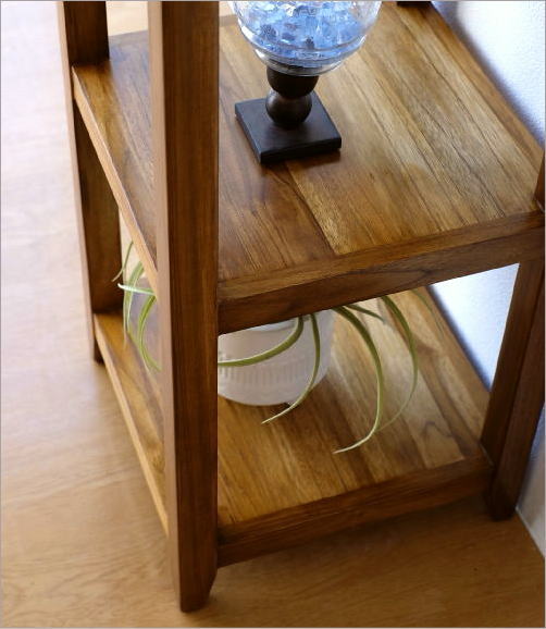 楽天市場】チーク無垢材 コーナーラック 飾り棚 木製 天然木