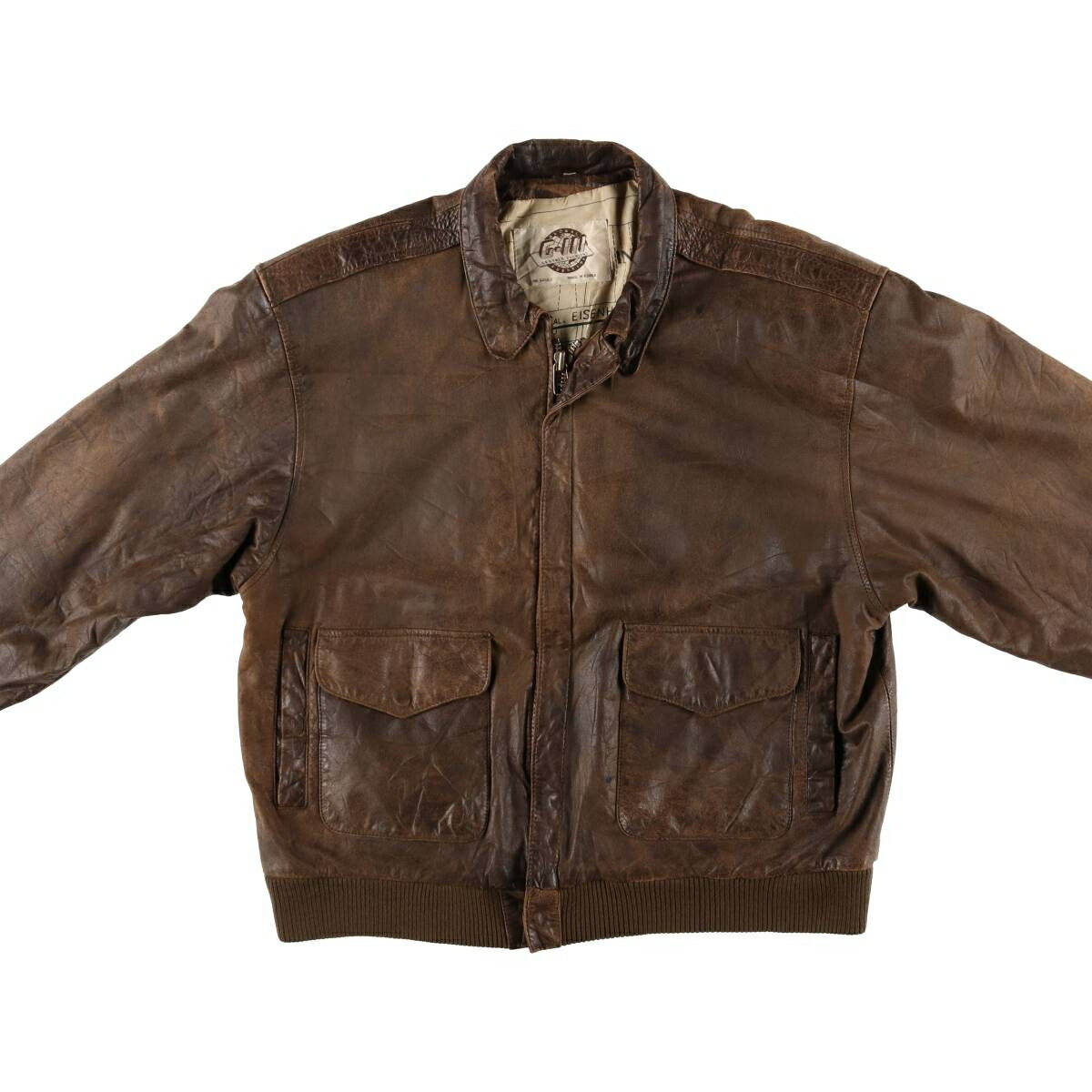 古着 G-III A-2タイプ レザーフライトジャケット メンズL相当