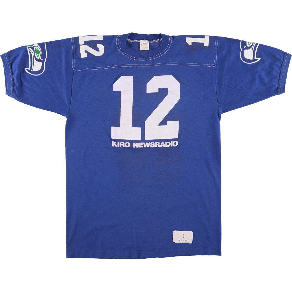 70's~80's sportswear フットボールTシャツ ネイビー キャラ