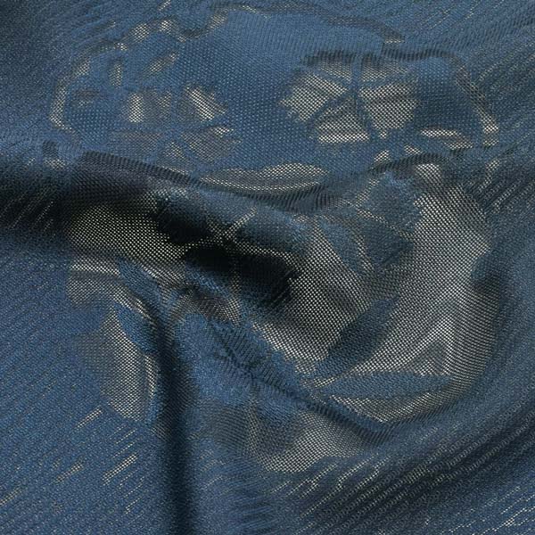 Prices down2】夏の正絹小紋 反物 「紋紗 藍色 雪輪に撫子」着尺 日本