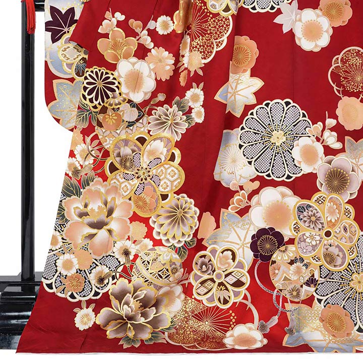 専用 ご予約 振袖 プレミアムゴールド 関芳 未仕立て 仮絵羽 薔薇 黒