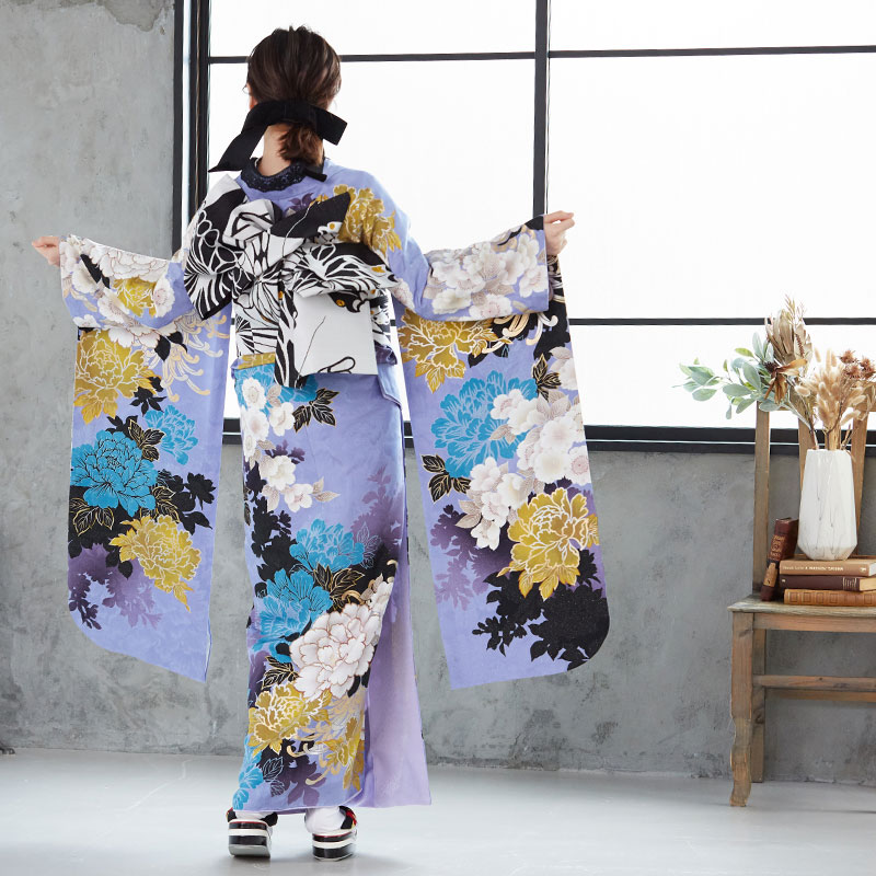 楽天市場】【成人式 振袖 レンタル】RS1079 正絹 藤紫 牡丹に八重桜