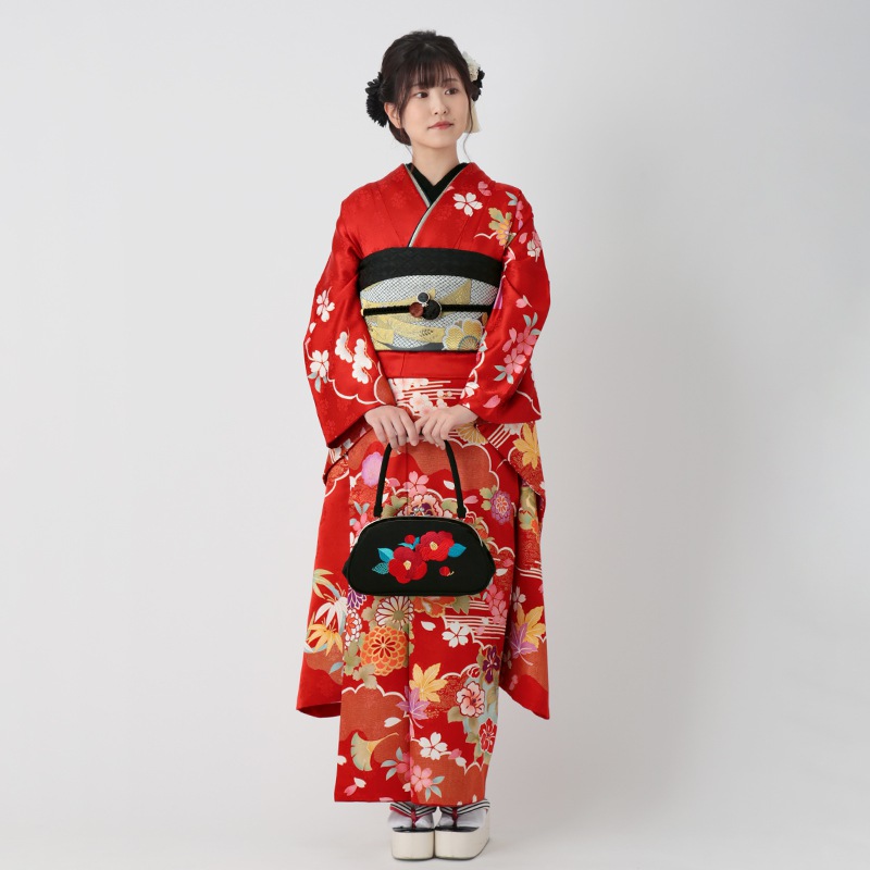 楽天市場】【振袖 レンタル】 結婚式 結納R929 正絹 赤 花丸紋に松竹梅
