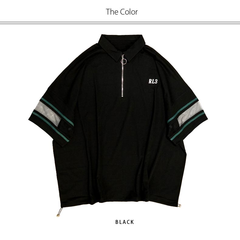 RooBell mode 】ダブルグリーンLINEメッシュ切替ハーフジップドロー