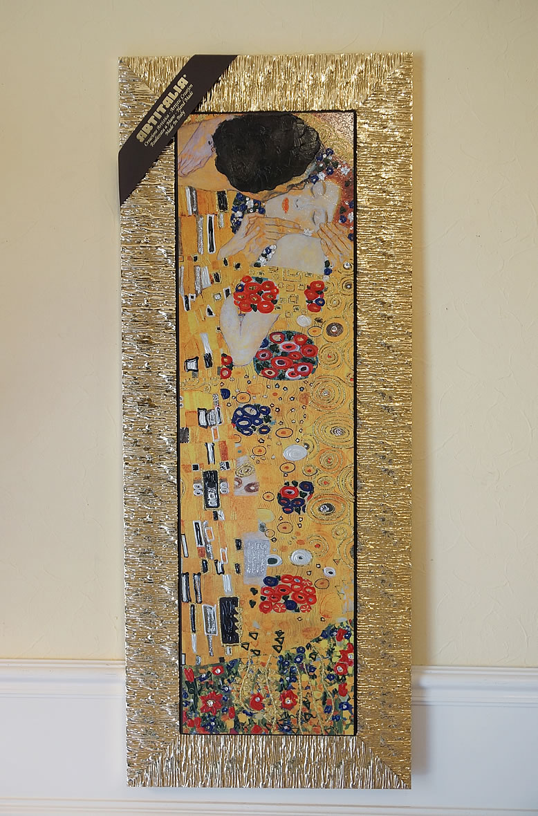 タイムセール☆】絵画 グスタフ・クリムト 接吻（キス） ラメ入り 超