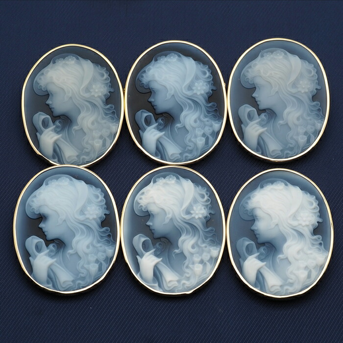 楽天市場】K18 メノウカメオ ペンダント ブローチ 35×45mm 18金