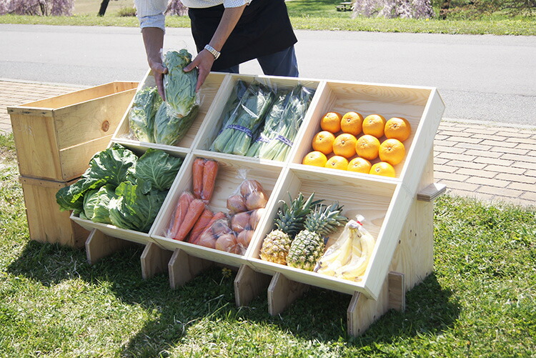 楽天市場】【木箱セット】マルシェ用傾斜台2列2段タイプ+【木箱SA10KN