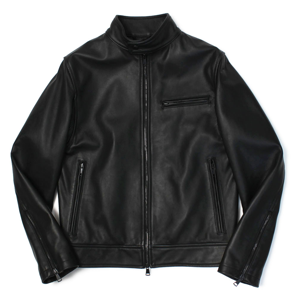 ディスカウント ブラックレザー シングルライダースジャケット