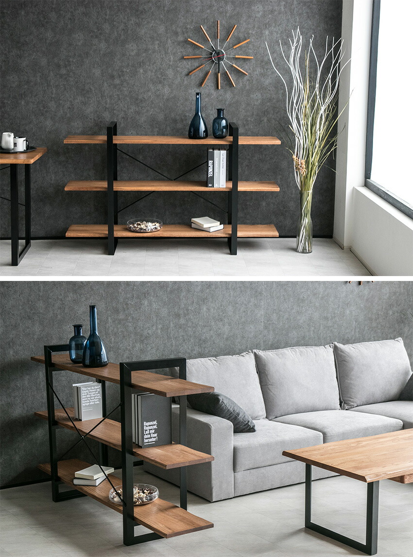 古材リメイク 欅と栗の文庫本ラック3段 オープンシェルフ 無垢の家具