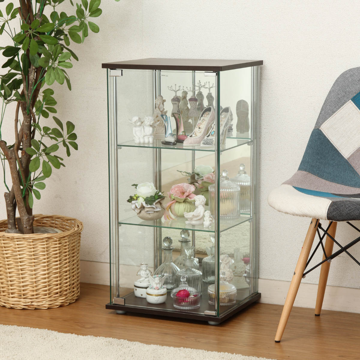 楽天市場】ショーケース 幅42.5cm 3段 背面ミラー コレクションケース