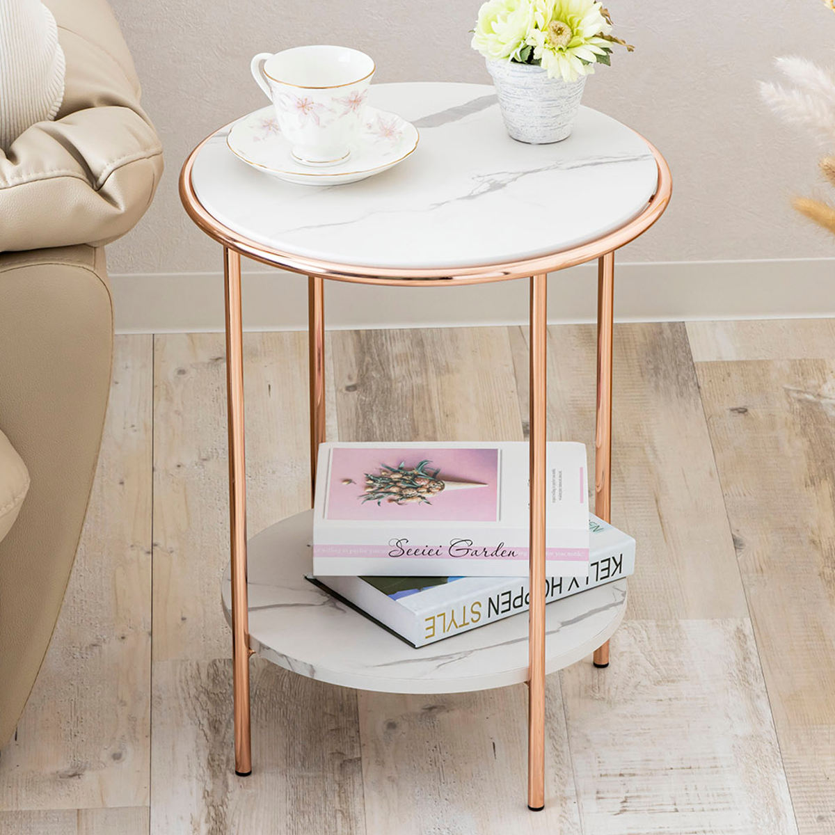 楽天市場】サイドテーブル 円型 直径38cm 高さ48cm （ ナイトテーブル