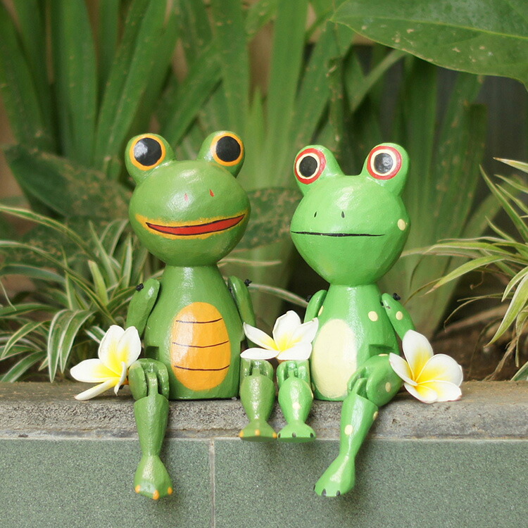 ぶらぶら木製オブジェ / カエル [2タイプ展開]【54069ig】 /アジアン